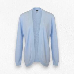 Talbots Light Blue Ruched Back Open Front Cardigan Sweater Size Large Petite